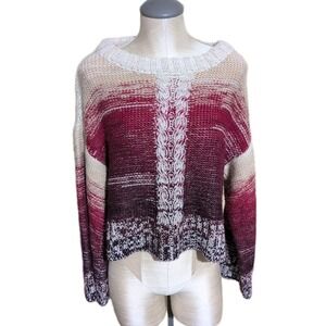 Eleven Six Sz Small "Anna" Alpaca Wool Ombre Stripe Sweater Cropped Oversized